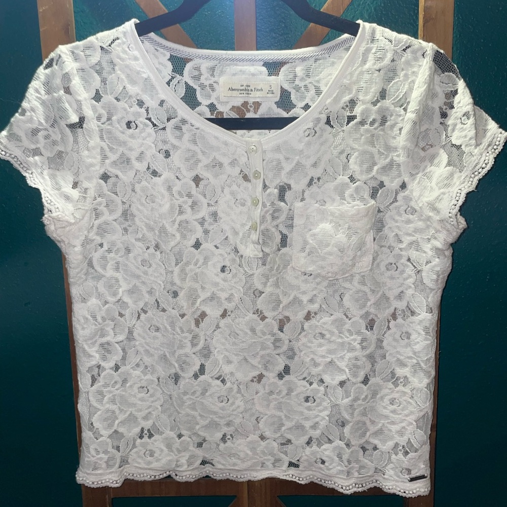 Abercrombie & Fitch White Floral Lace Blouse